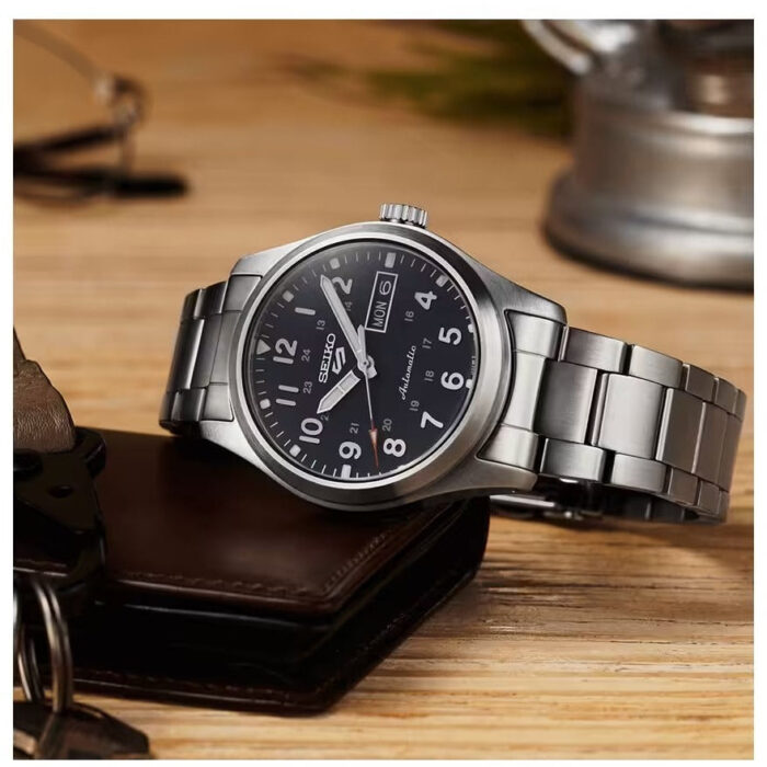 Seiko 5 Sports Flieger Automatic Black Dial Silver Steel Strap Watch for Men - SRPH27K1 - Image 10